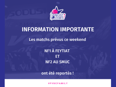 Matchs du 19/09/2020 report&eacute;s !