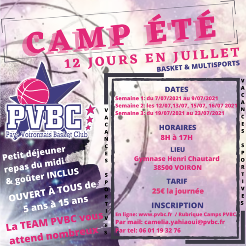 Camp &eacute;t&eacute; 2021 PVBC