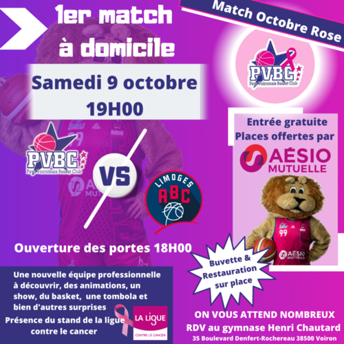 1er match à domicile: 9/10 Match Octobre Rose 1er match à domicile: 9/10 Match Octobre Rose