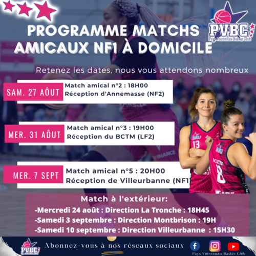 Planning matchs amicaux NF1 Planning matchs amicaux NF1