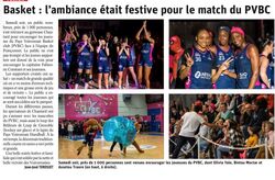 Article : "Basket : l'ambiance &eacute;tait festive pour le match du PVBC"