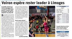 Article : "Voiron esp&egrave;re rester leader &agrave; Limoges"