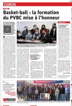 Article : "basket-ball : la formation du PVBC mise &agrave; l'honneur"