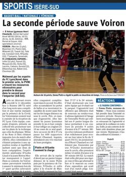 Article : "La seconde p&eacute;riode sauve Voiron"