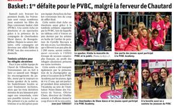 Article : "1&egrave;re d&eacute;faite pour le PVBC, malgr&eacute; la ferveur de Chautard"