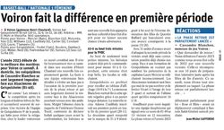 Article : "Voiron fait la diff&eacute;rence en premi&egrave;re p&eacute;riode"