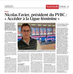 Nicolas Favier, pr&eacute;sident du PVBC : " Acc&eacute;der &agrave; la Ligue f&eacute;minine "