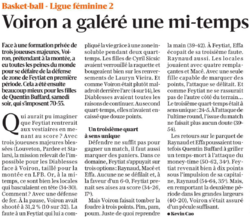 Voiron a gal&eacute;r&eacute; une mi-temps avant de s'imposer
